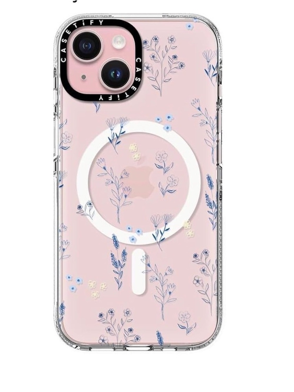 Casetify Pink Floral MagSafe Compatible Clear iPhone Case